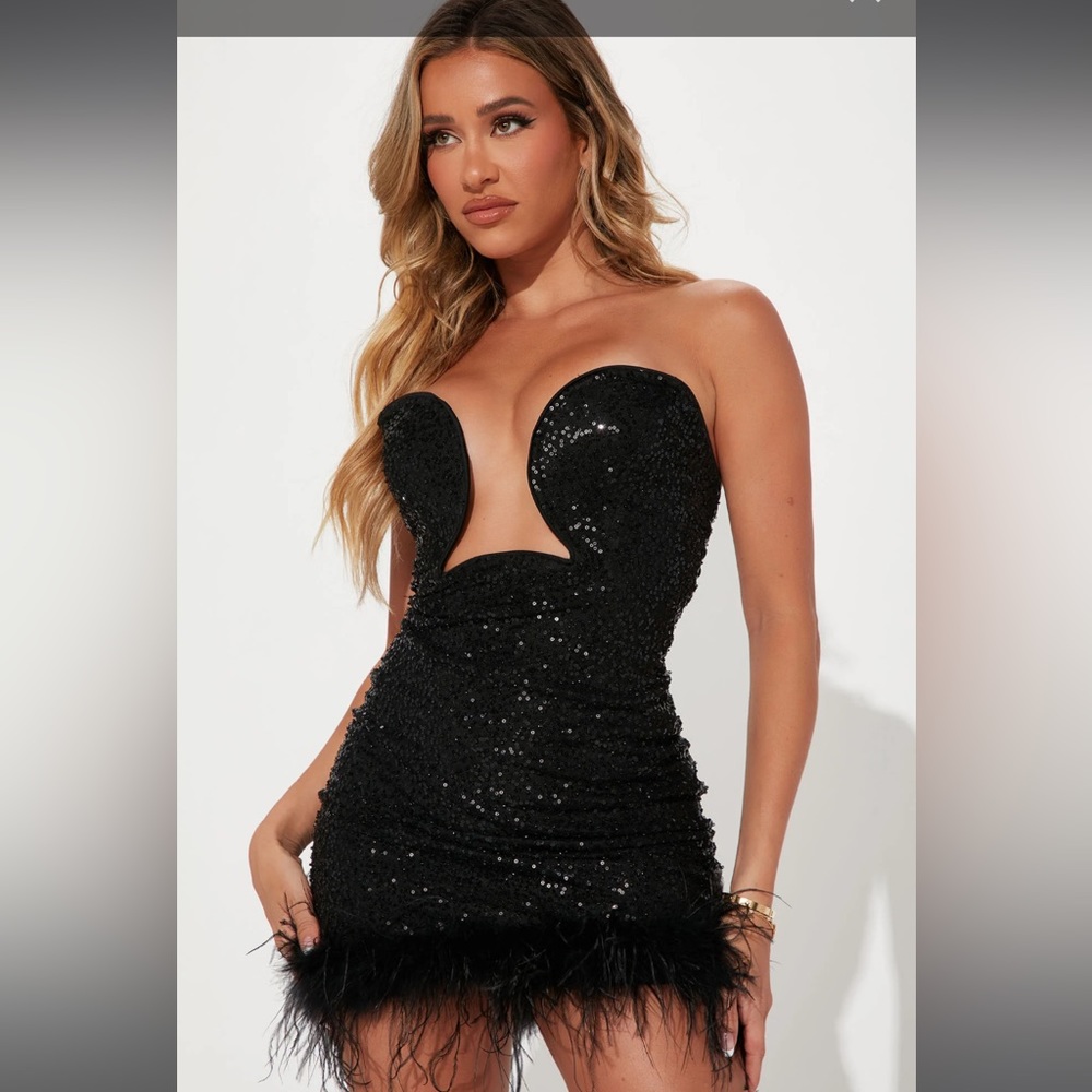 FashionNova Black Sequin Mini Dress -Size small